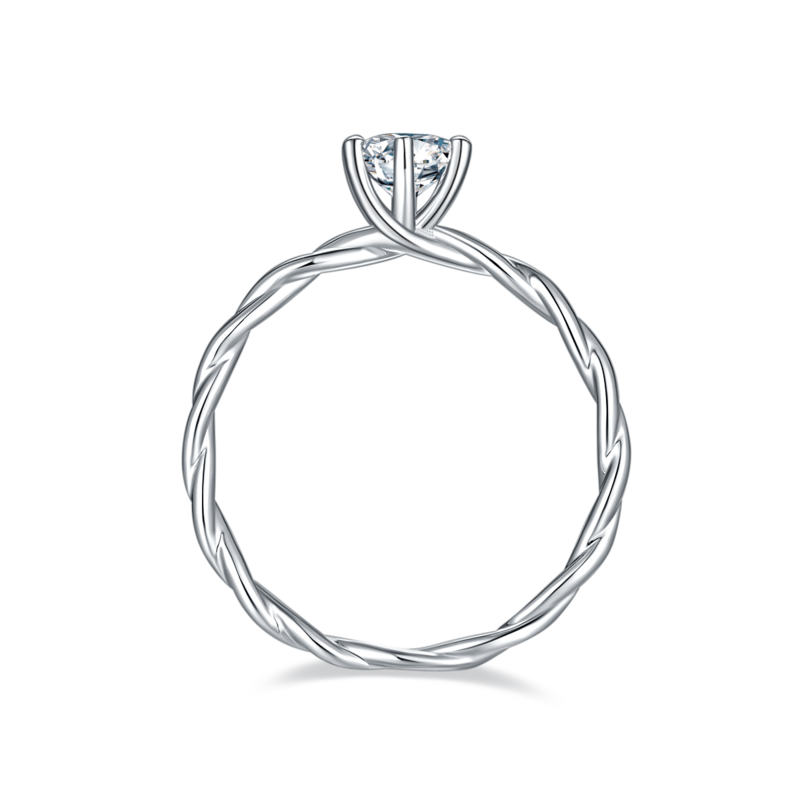 直臂藤蔓S925银镀白金MoissaniteWomen's Ring50分D级